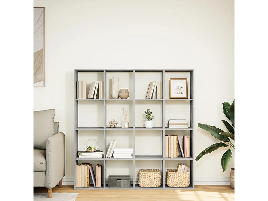 Libreria Grigio Cemento 137,5x29x137,5 cm in Legno Multistrato