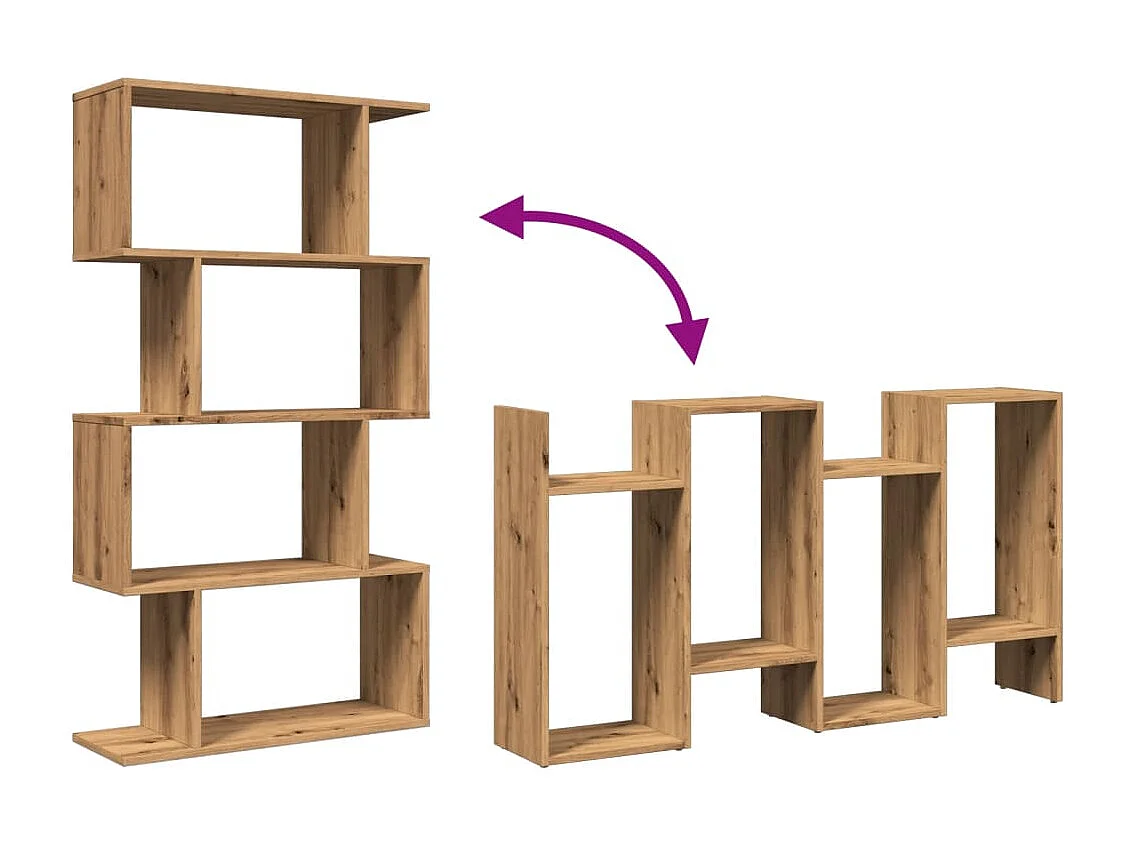 Étagère séparatrice de pièce à 4 niveaux chêne fumé 70x24x129cm