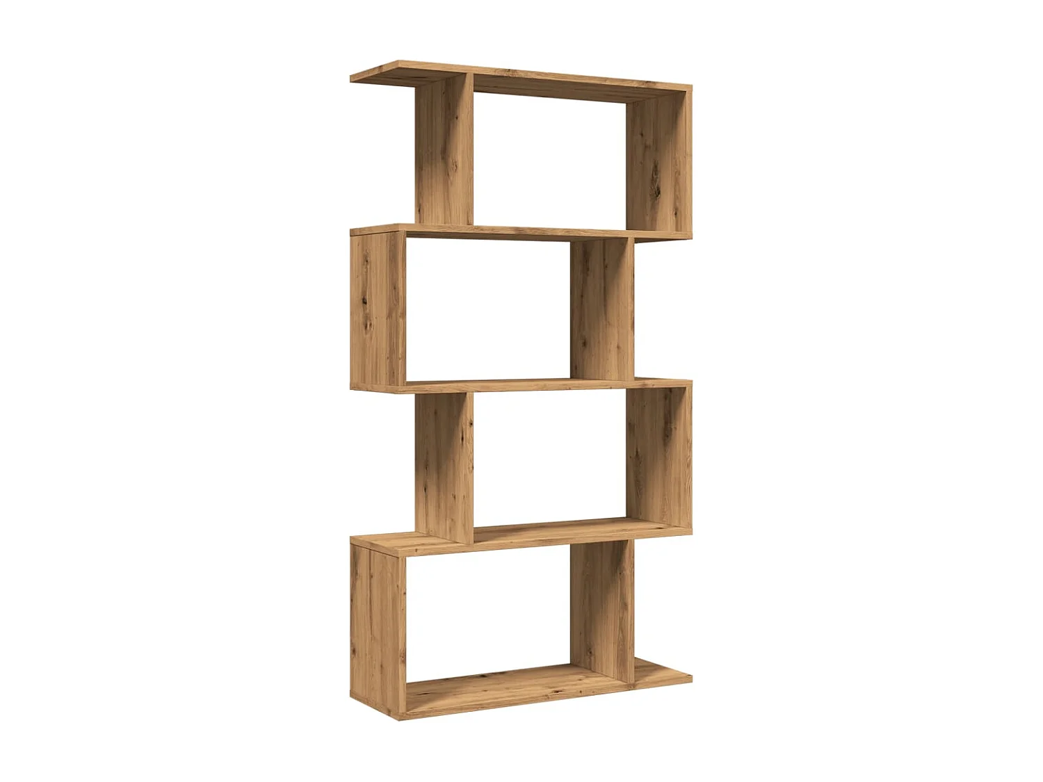 Étagère séparatrice de pièce à 4 niveaux chêne fumé 70x24x129cm