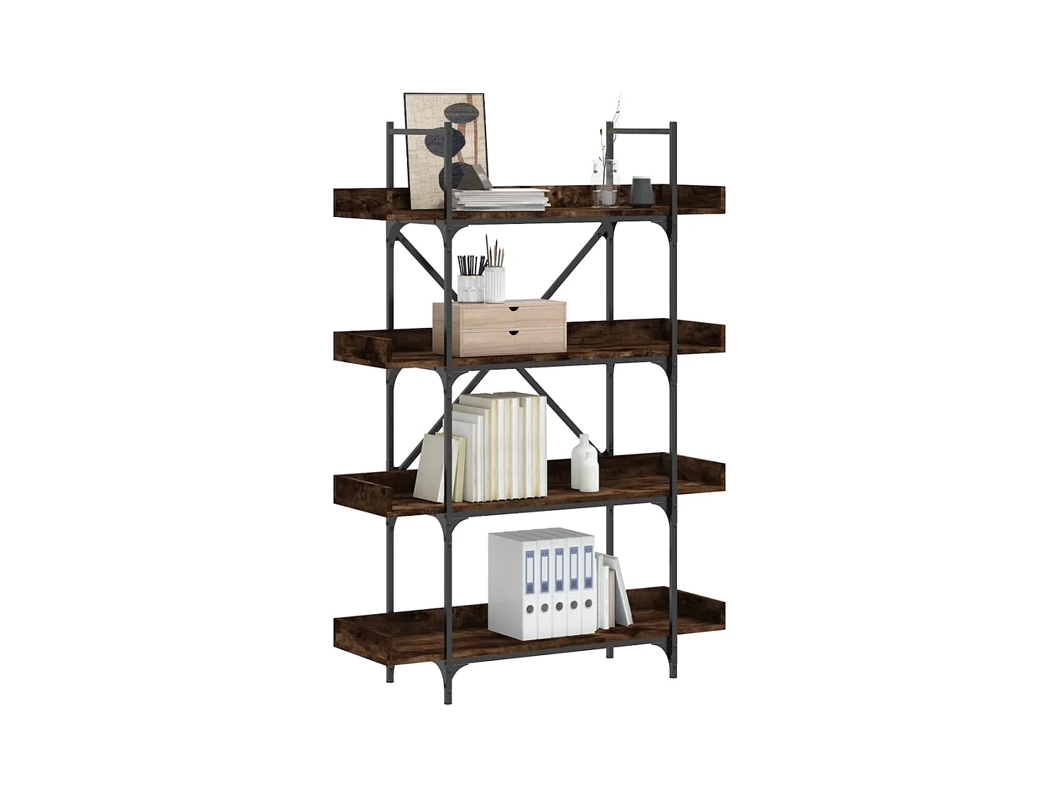 Libreria 4 Ripiani Rovere Fumo 100x33x145,5cm Legno Multistrato