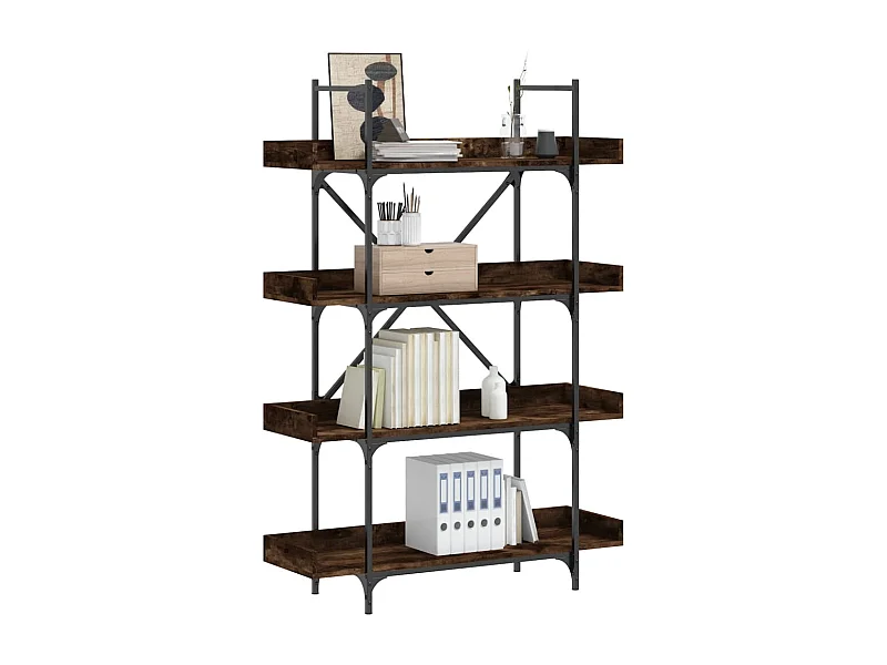Bibliothèque à 4 niveaux chêne fumé 100x33x145,5 cm