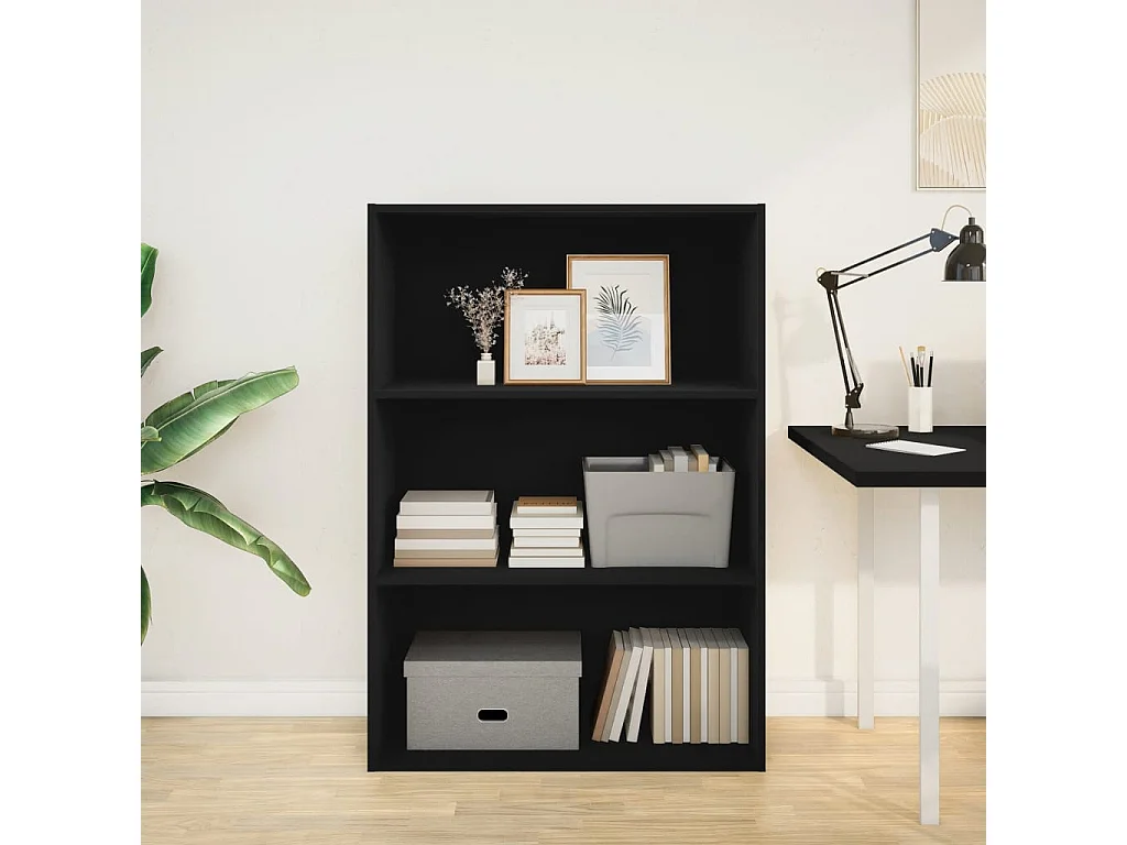 Bibliothèque noir 80x30x114 cm bois d'ingénierie