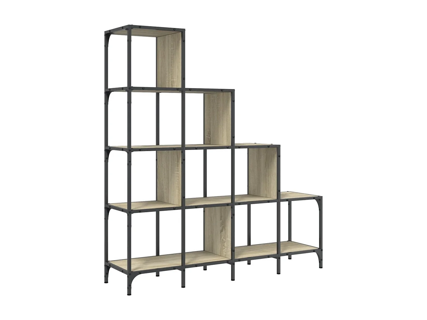 Bibliothèque à 4 niveaux chêne fumé bois d'ingénierie