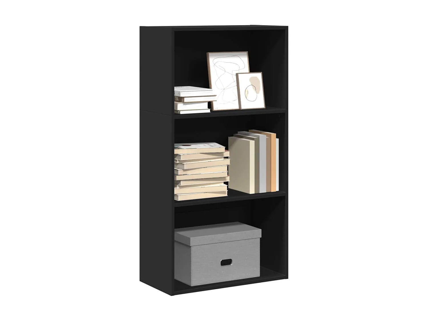 Bibliothèque noir 60x30x114 cm bois d'ingénierie