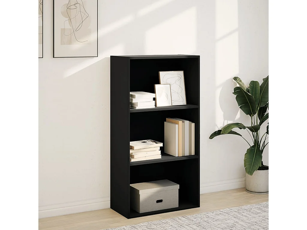 Bibliothèque noir 60x30x114 cm bois d'ingénierie