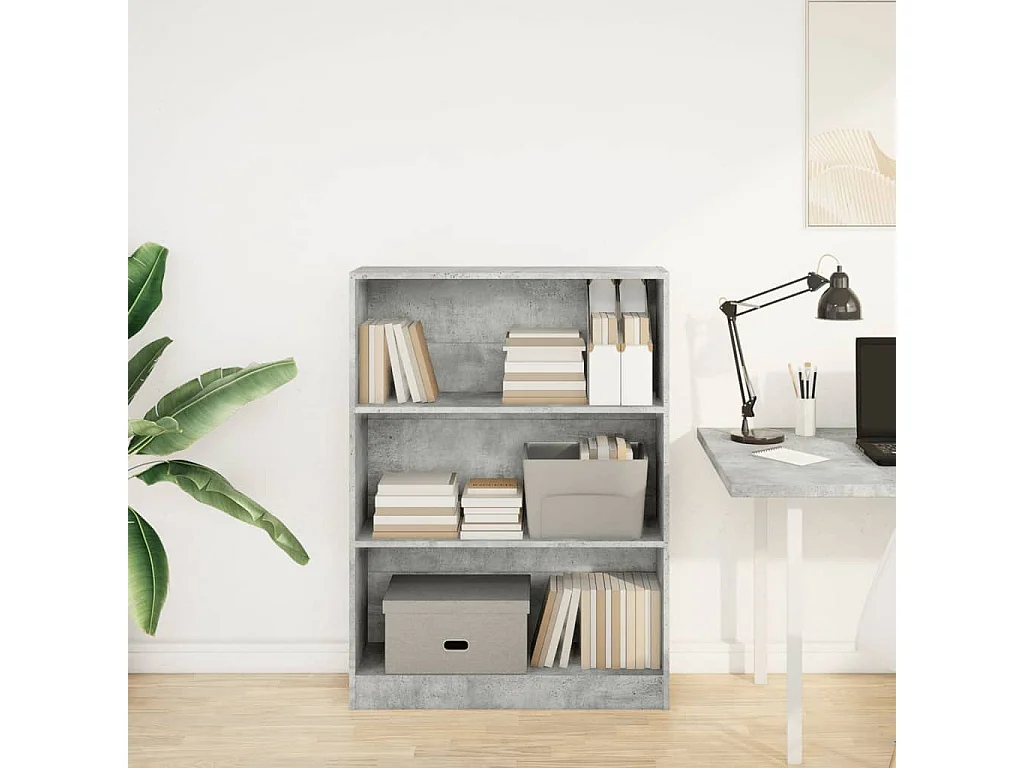 Libreria Grigio Cemento 80x24x109 cm in Legno Multistrato