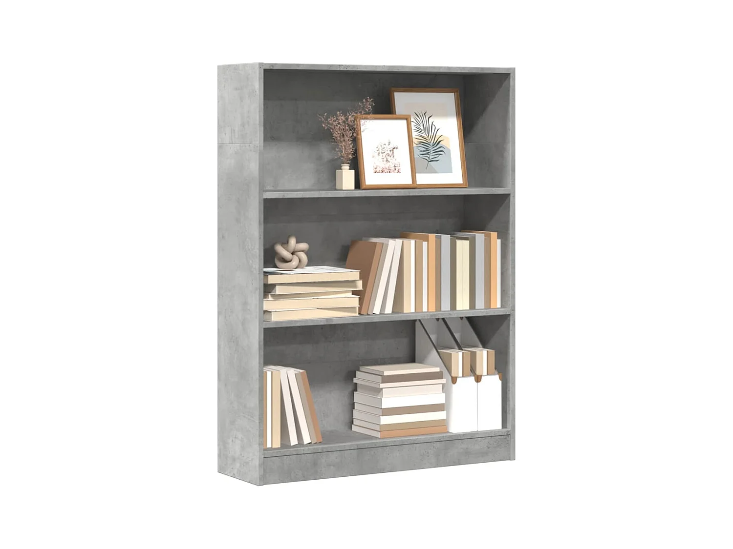Bibliothèque gris béton 80x24x109 cm bois d'ingénierie
