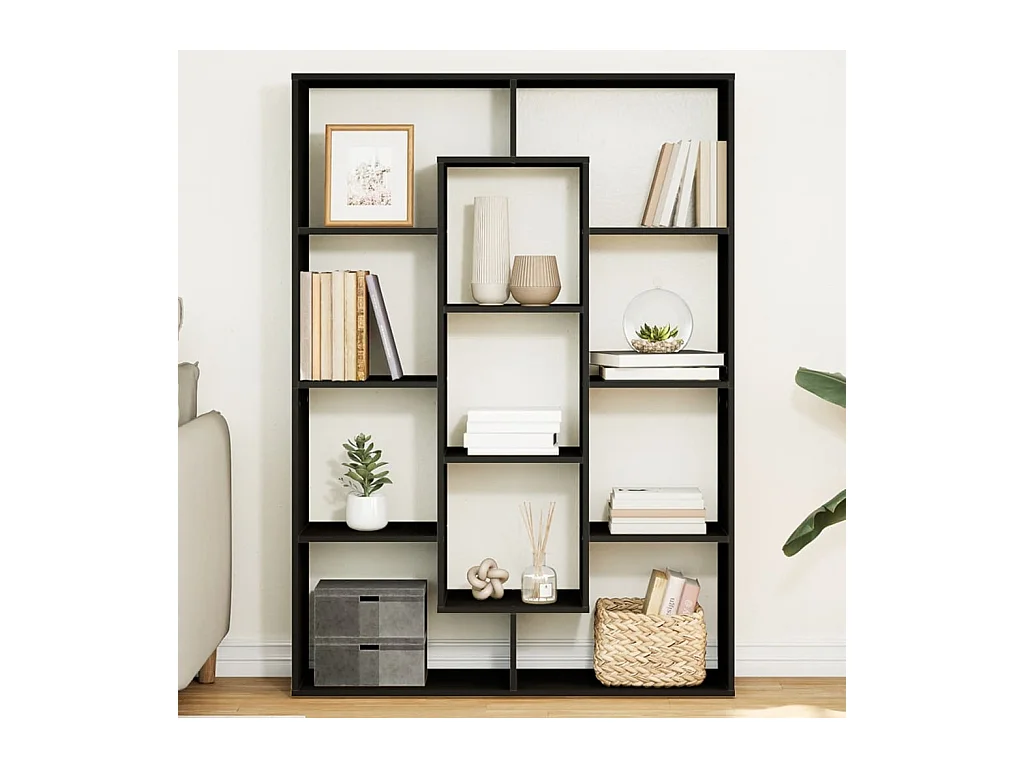 Bibliothèque noir 102x29x143 cm bois d'ingénierie