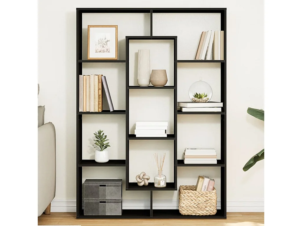 Bibliothèque noir 102x29x143 cm bois d'ingénierie