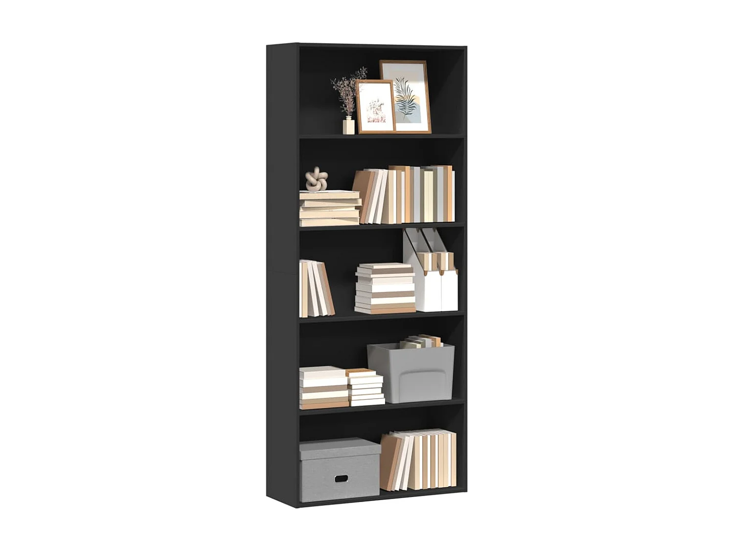 Bibliothèque noir 80x30x189 cm bois d'ingénierie