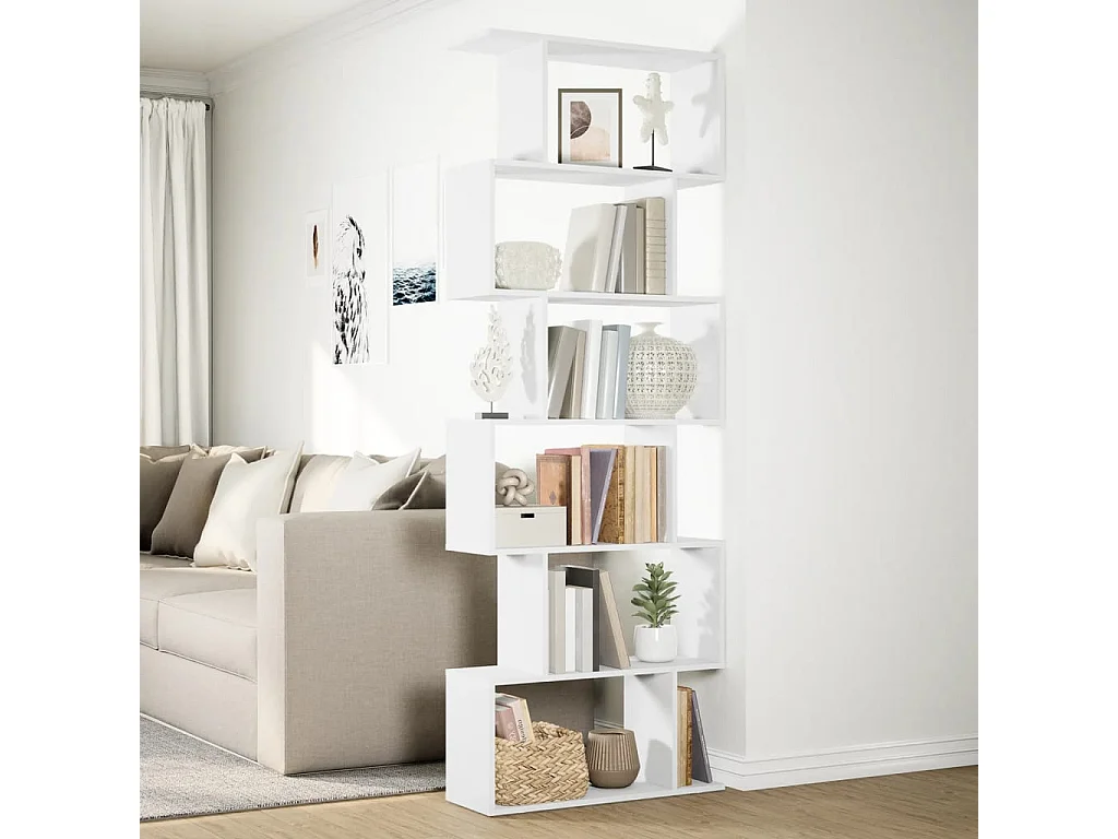 Étagère séparatrice de pièce à 6 niveaux blanc 70x24x193 cm