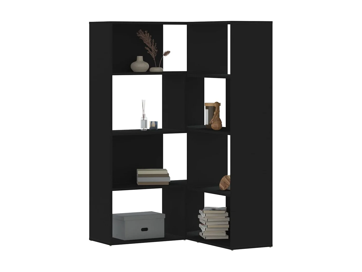 Eck-Bücherregal 4 Etagen Schwarz 85x85x140 cm Holzwerkstoff