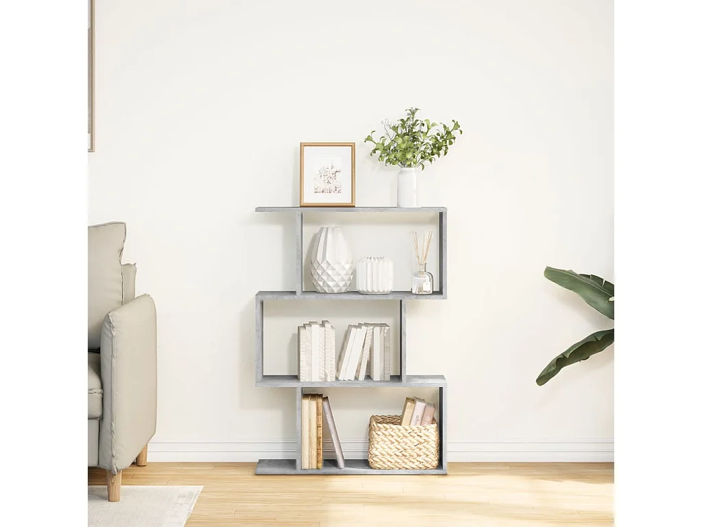 Libreria Divisorio 3Piani Grigio Cemento 70x24x97 cm Truciolato