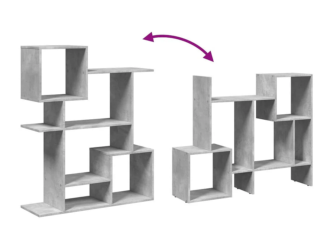 Étagère séparatrice de pièce à 3 niveaux gris béton 70x24x97 cm