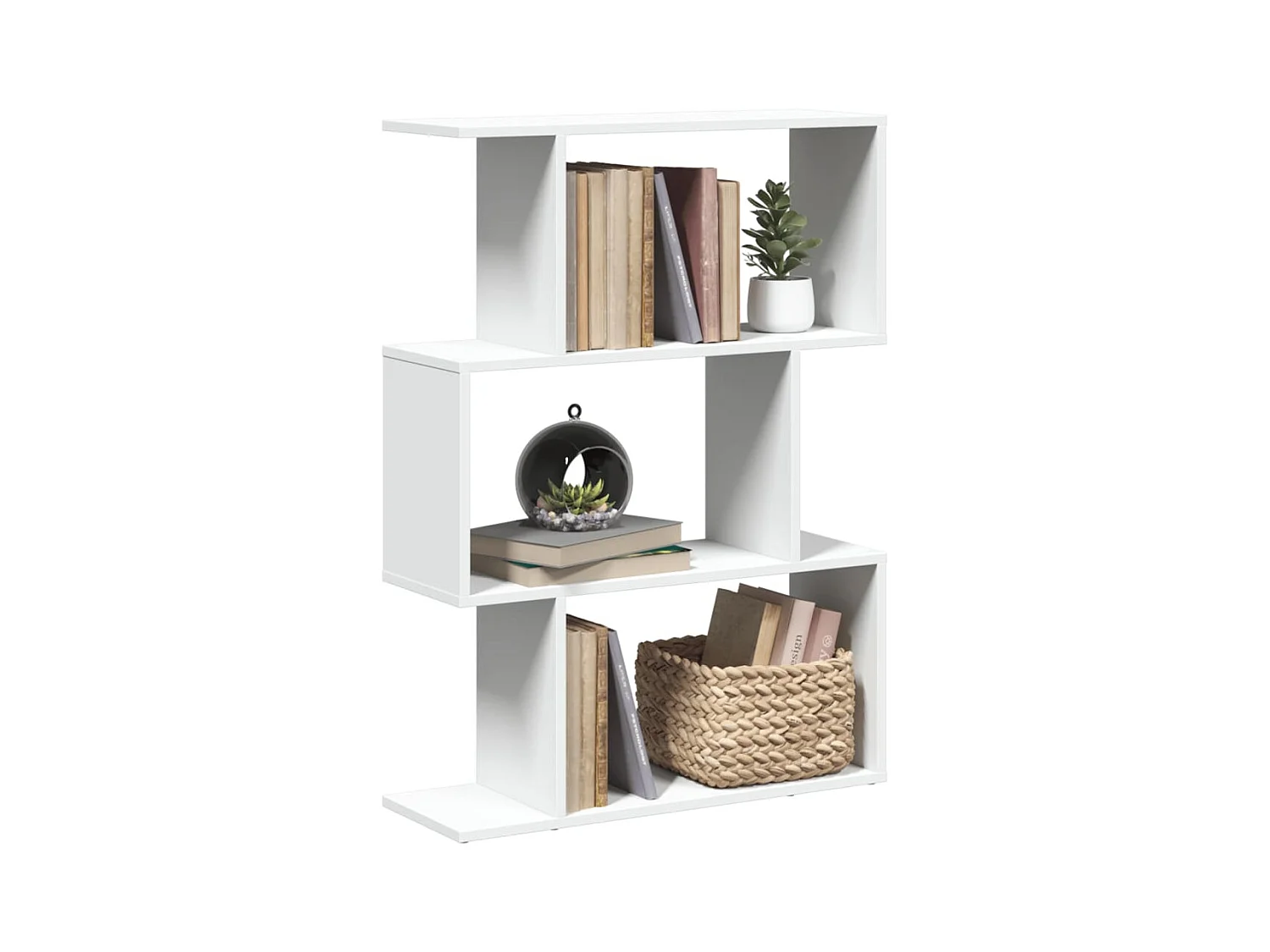 Libreria Divisorio 3 Ripiani Bianca 70x24x97 cm in Truciolato
