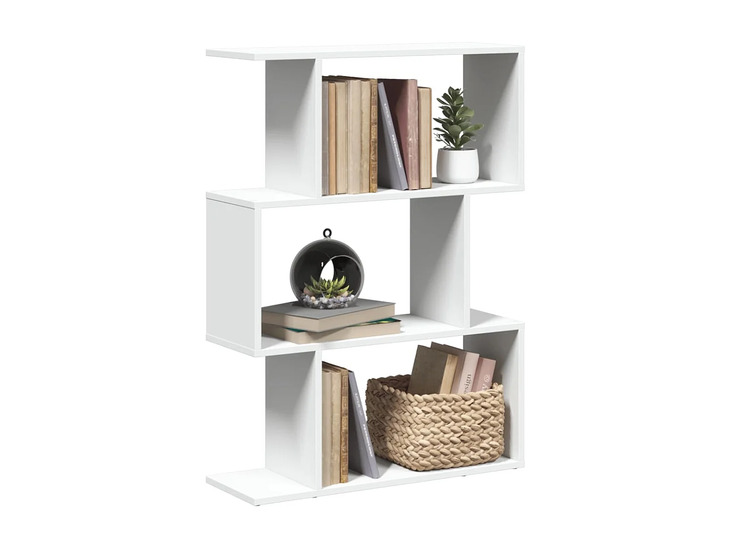 Kamerscherm / boekenkast 3-laags 70x24x97 cm bewerkt hout wit