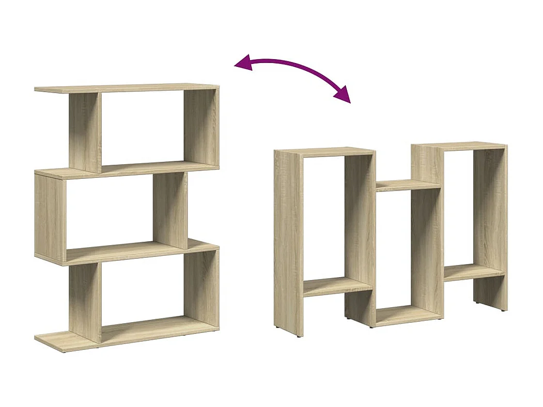 Kamerscherm / boekenkast 3-laags 70x24x97 cm bewerkt hout wit
