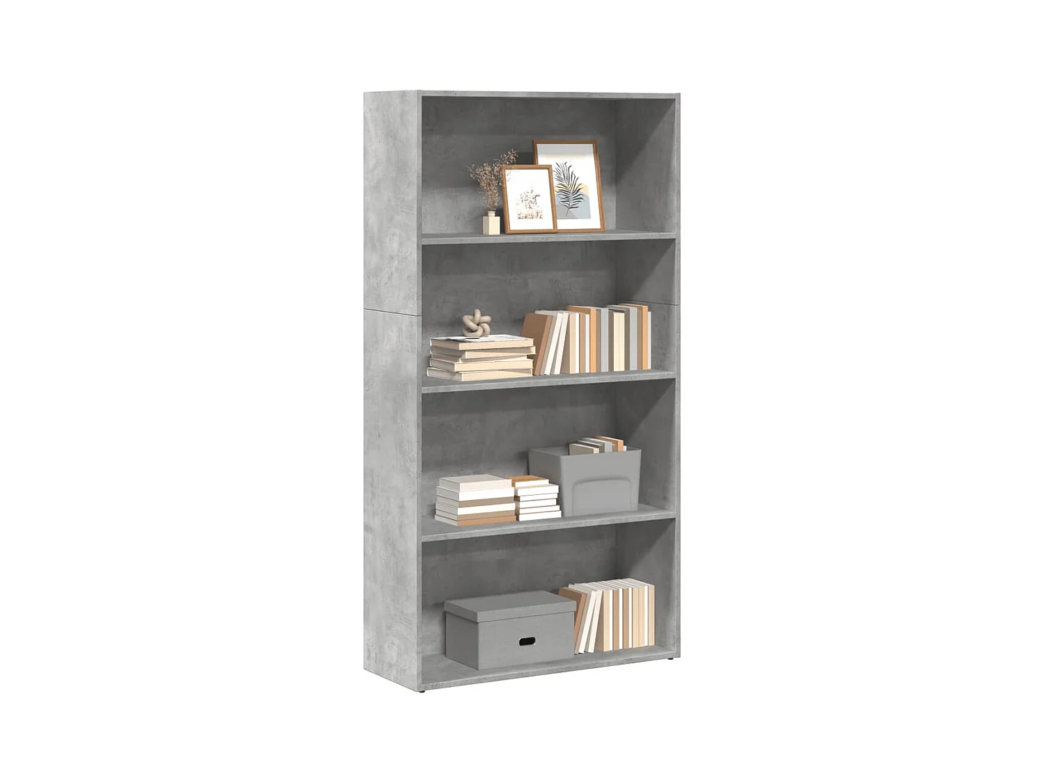 Bibliothèque gris béton 80x30x152 cm bois d'ingénierie