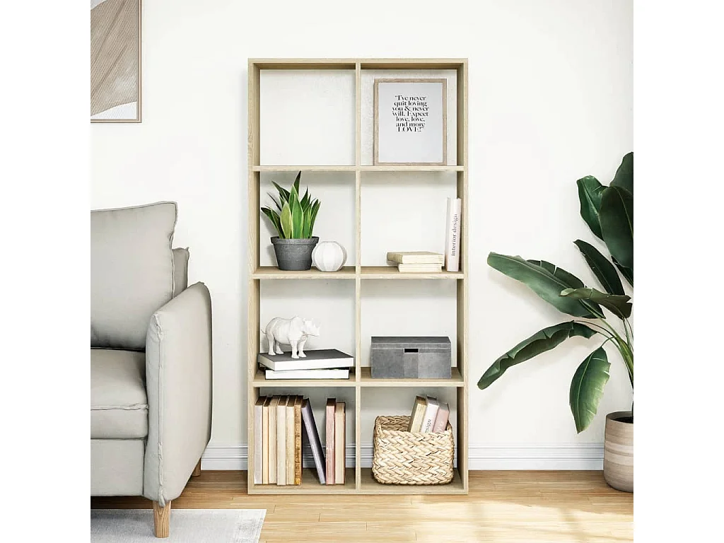 Librería divisor madera ingeniería roble Sonoma 69,5x29x137,5cm