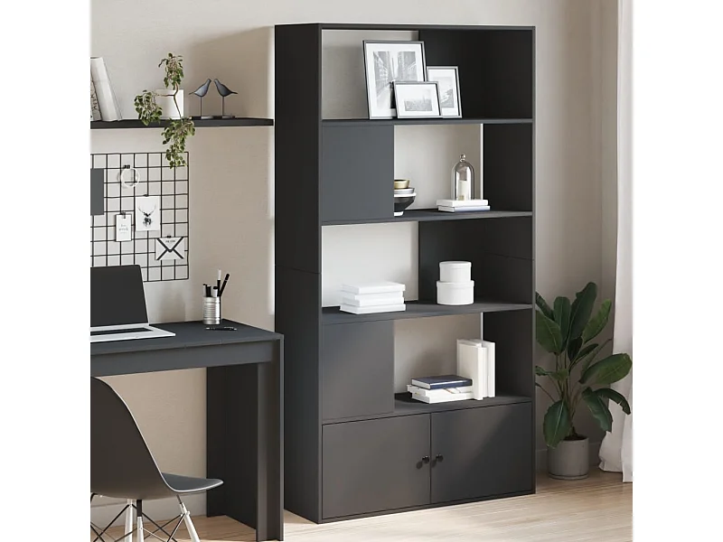 Bibliothèque noir 100x36x189 cm bois d'ingénierie