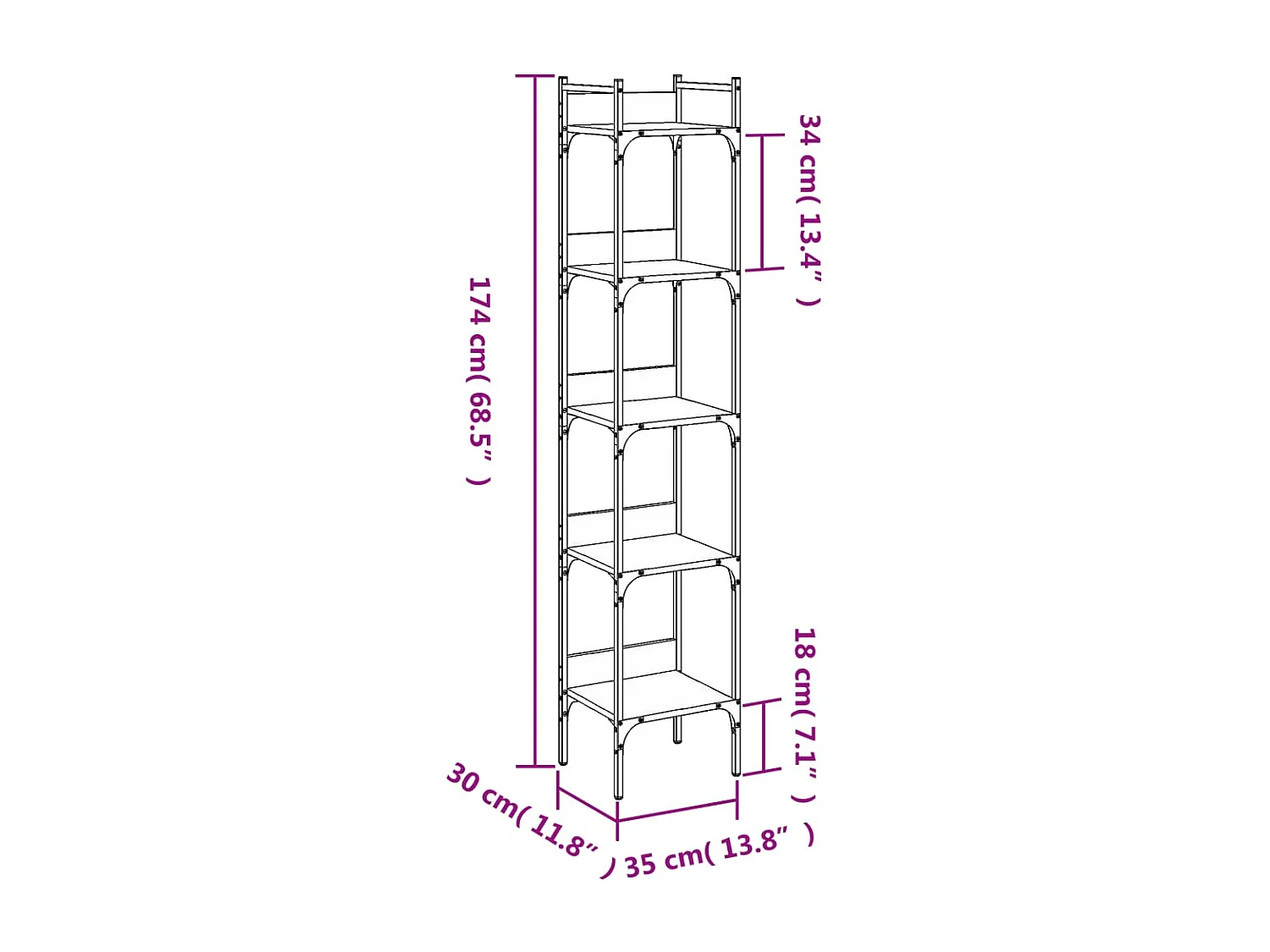 Bibliothèque chêne marron 72x28x77,5 cm bois d'ingénierie
