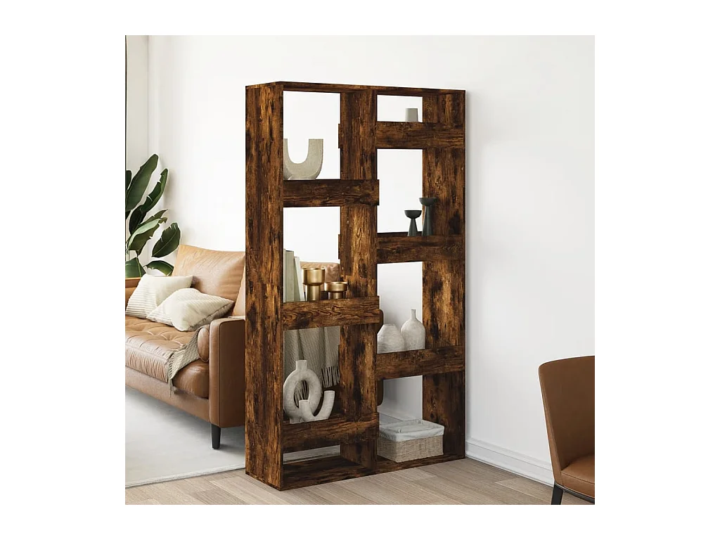 Cloison de séparation chêne fumé100x33x175 cm bois d'ingénierie