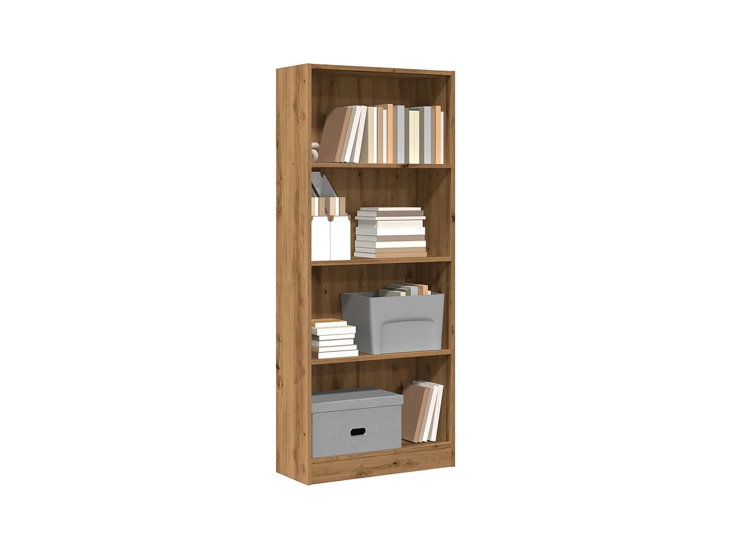Boekenkast 60x24x143 cm bewerkt hout artisanaal eikenkleurig