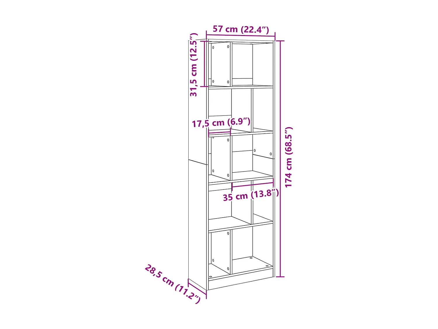 Bibliothèque chêne sonoma 40x36x189 cm bois d'ingénierie