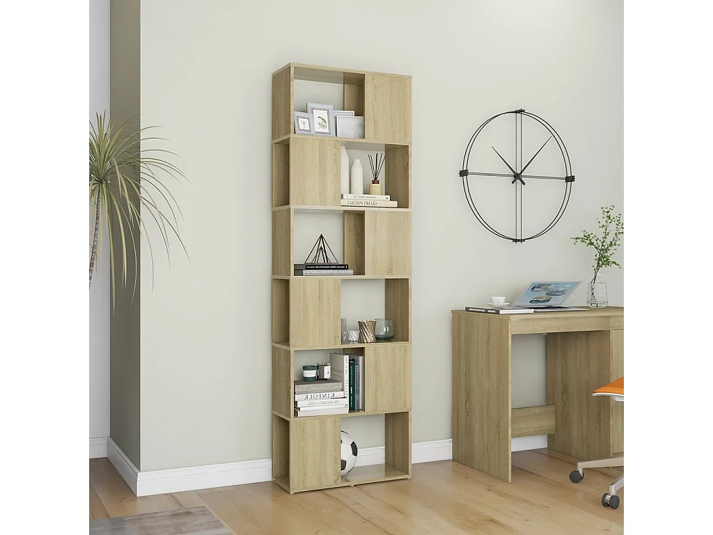 Librería separador contrachapada roble Sonoma 60x24x186 cm