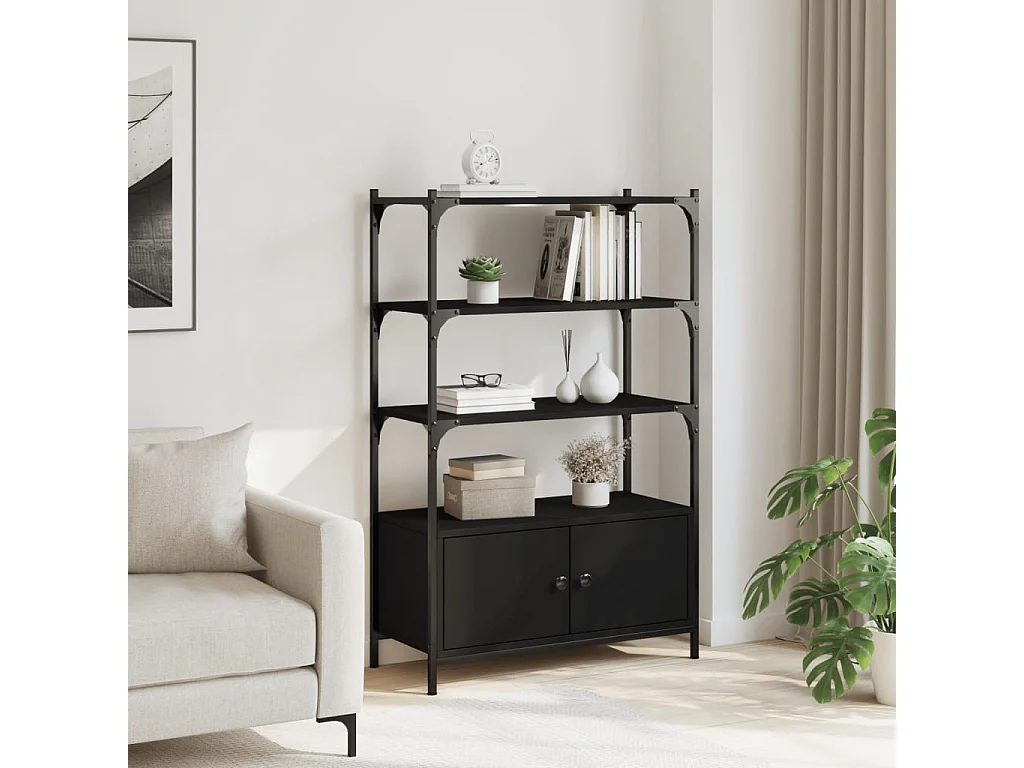 Librería de 3 estantes madera ingeniería negro 70x30x109,5 cm