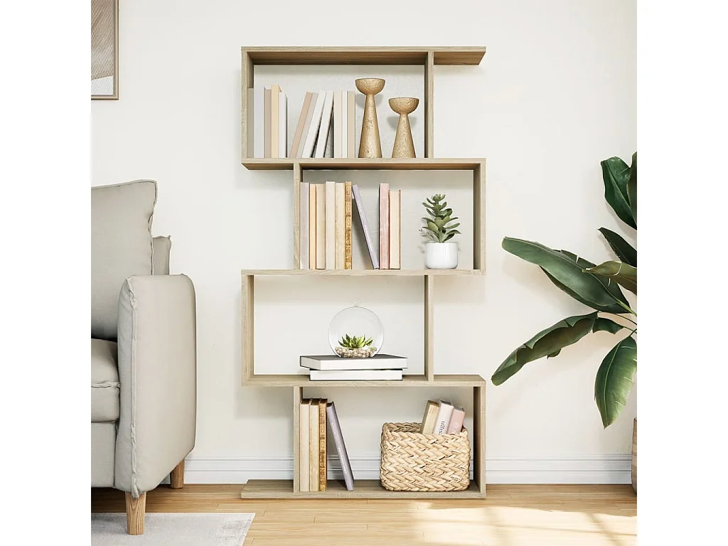 Libreria Divisorio 4 Ripiani Sonoma 70x24x129 cm in Truciolato