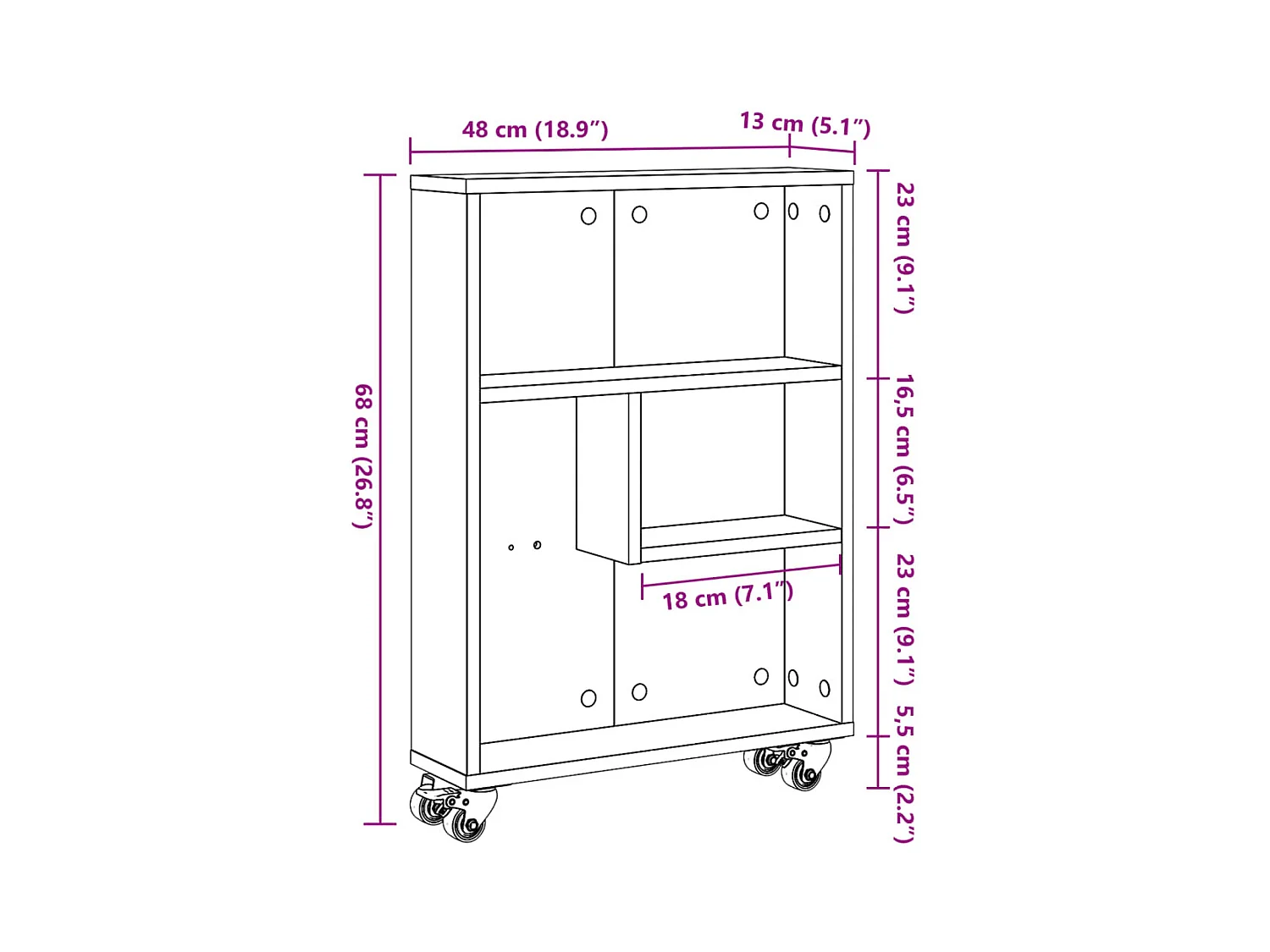 Étagère séparatrice de pièce 4 niveaux chêne sonoma 70x24x129cm
