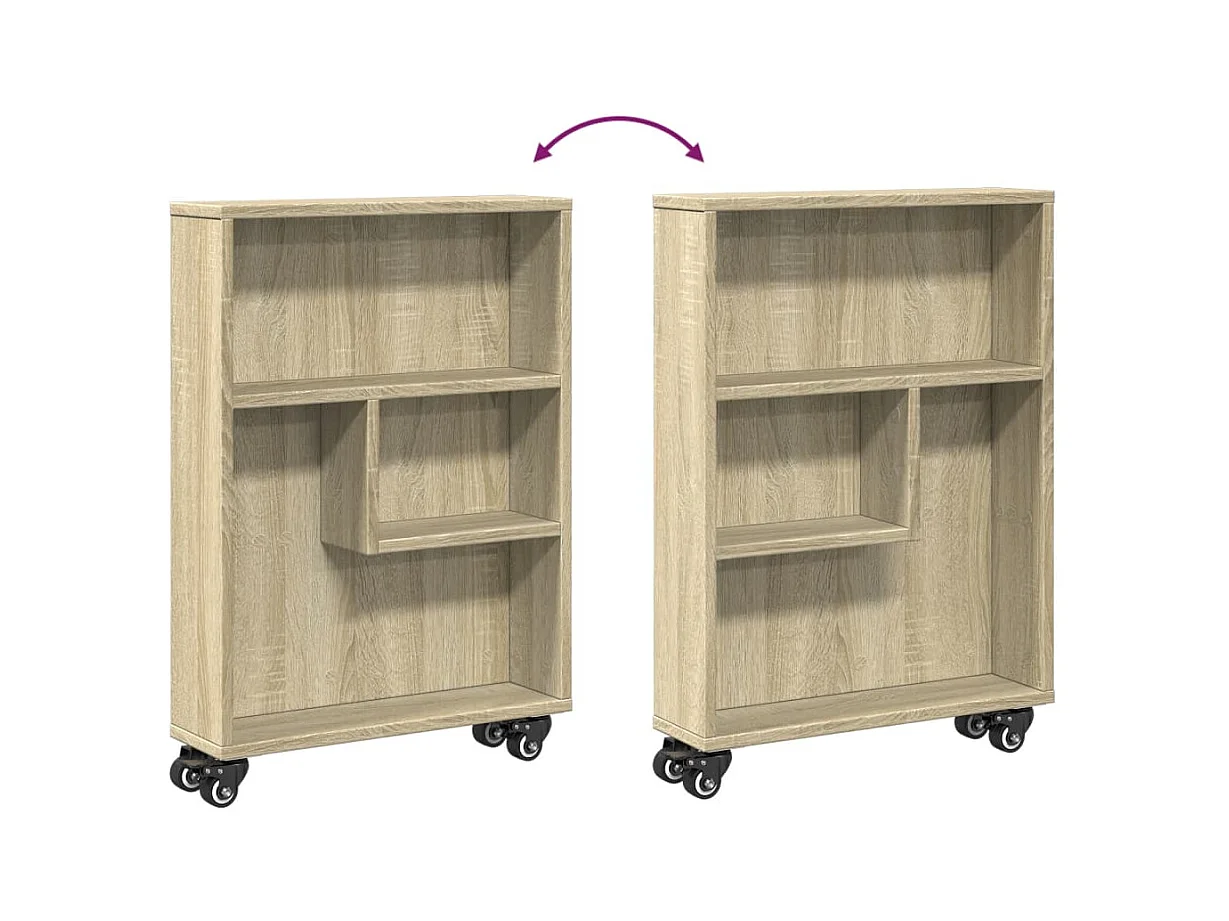 Étagère séparatrice de pièce 4 niveaux chêne sonoma 70x24x129cm