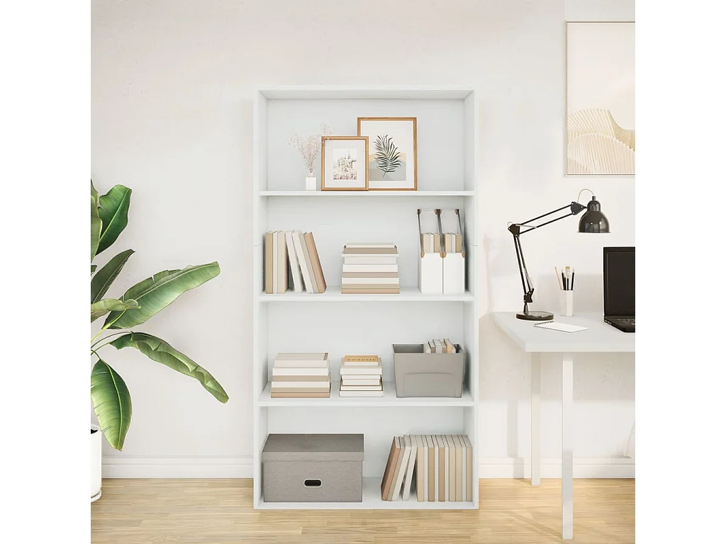 Libreria Bianca 80x30x152 cm in Legno Multistrato