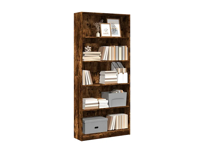 Estantería madera de ingeniería roble ahumado 80x24x176 cm