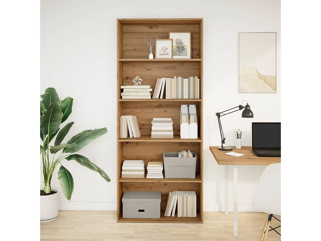 Estantería madera de ingeniería roble artisian 80x30x189 cm