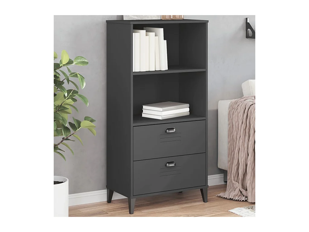 Boekenkast VIKEN 60x35x123 cm bewerkt hout antracietgrijs