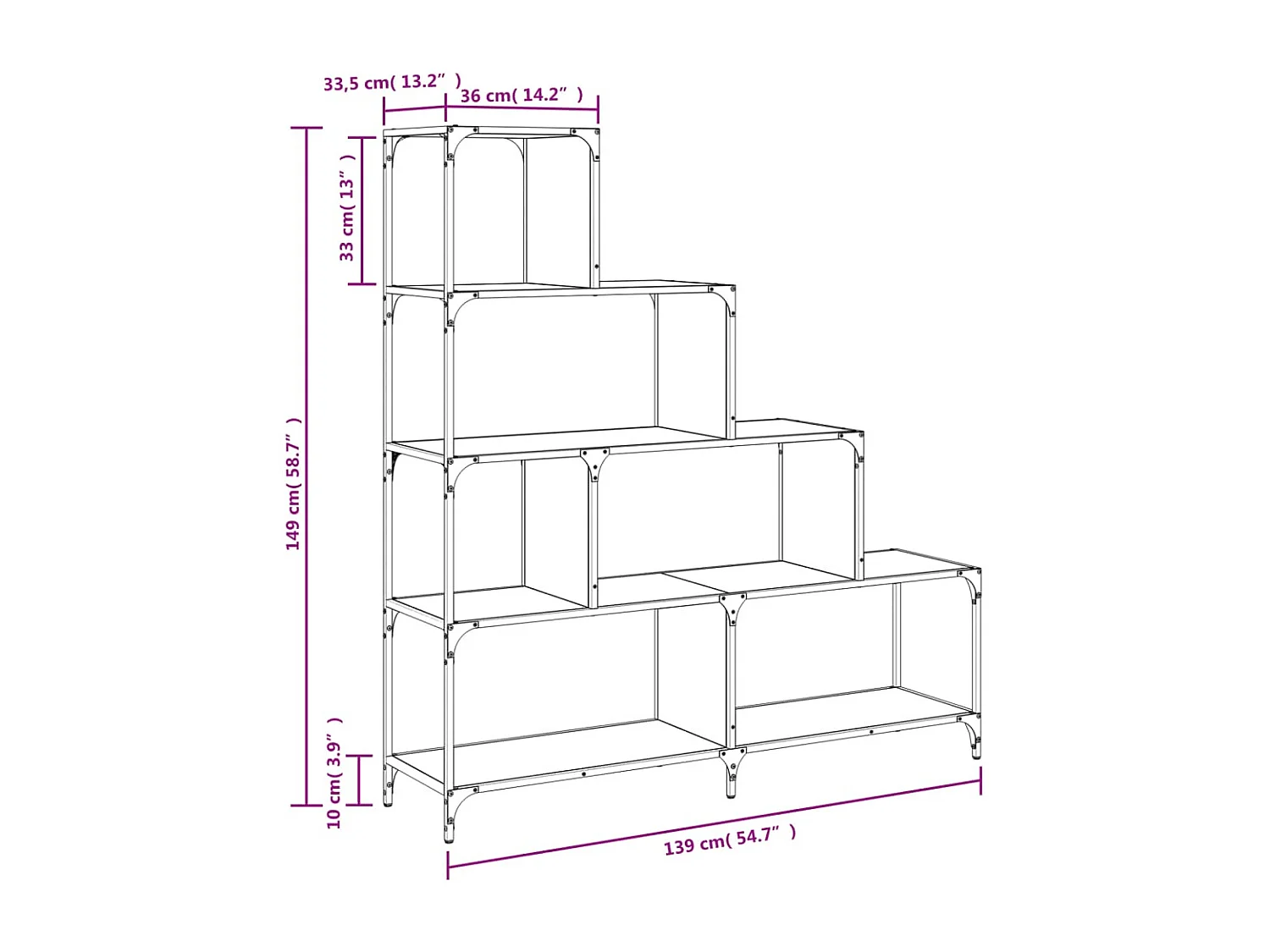 Bibliothèque VIKEN gris anthracite 60x35x123 cm bois ingénierie