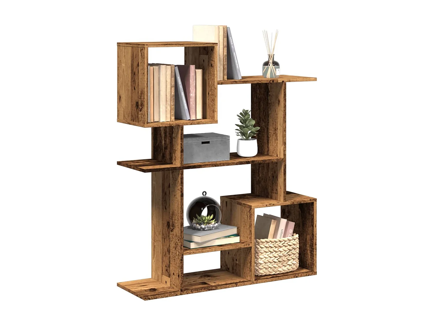 Étagère séparatrice de pièce vieux bois 92x29x112 cm