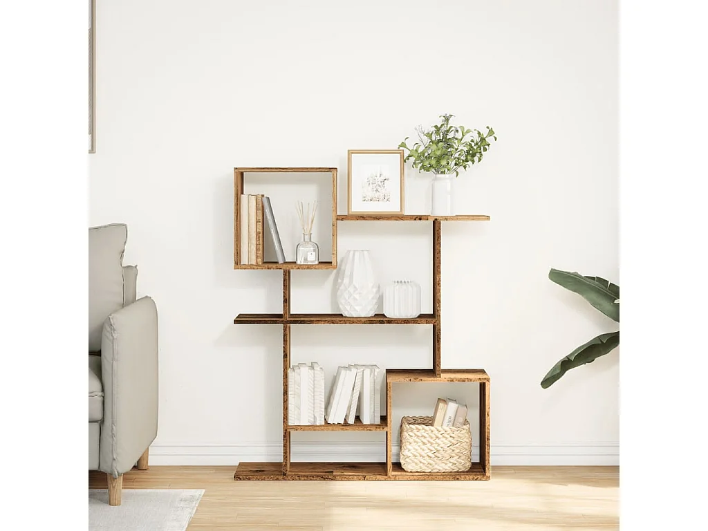 Étagère séparatrice de pièce vieux bois 92x29x112 cm