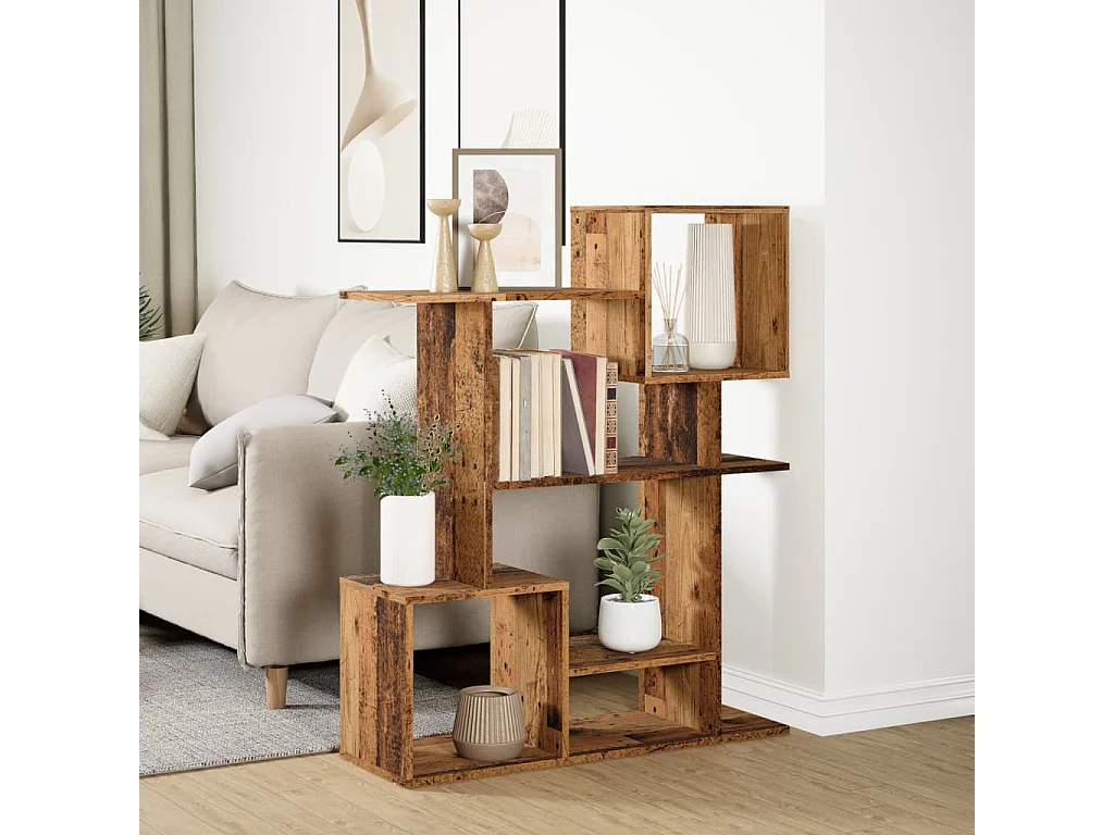 Étagère séparatrice de pièce vieux bois 92x29x112 cm