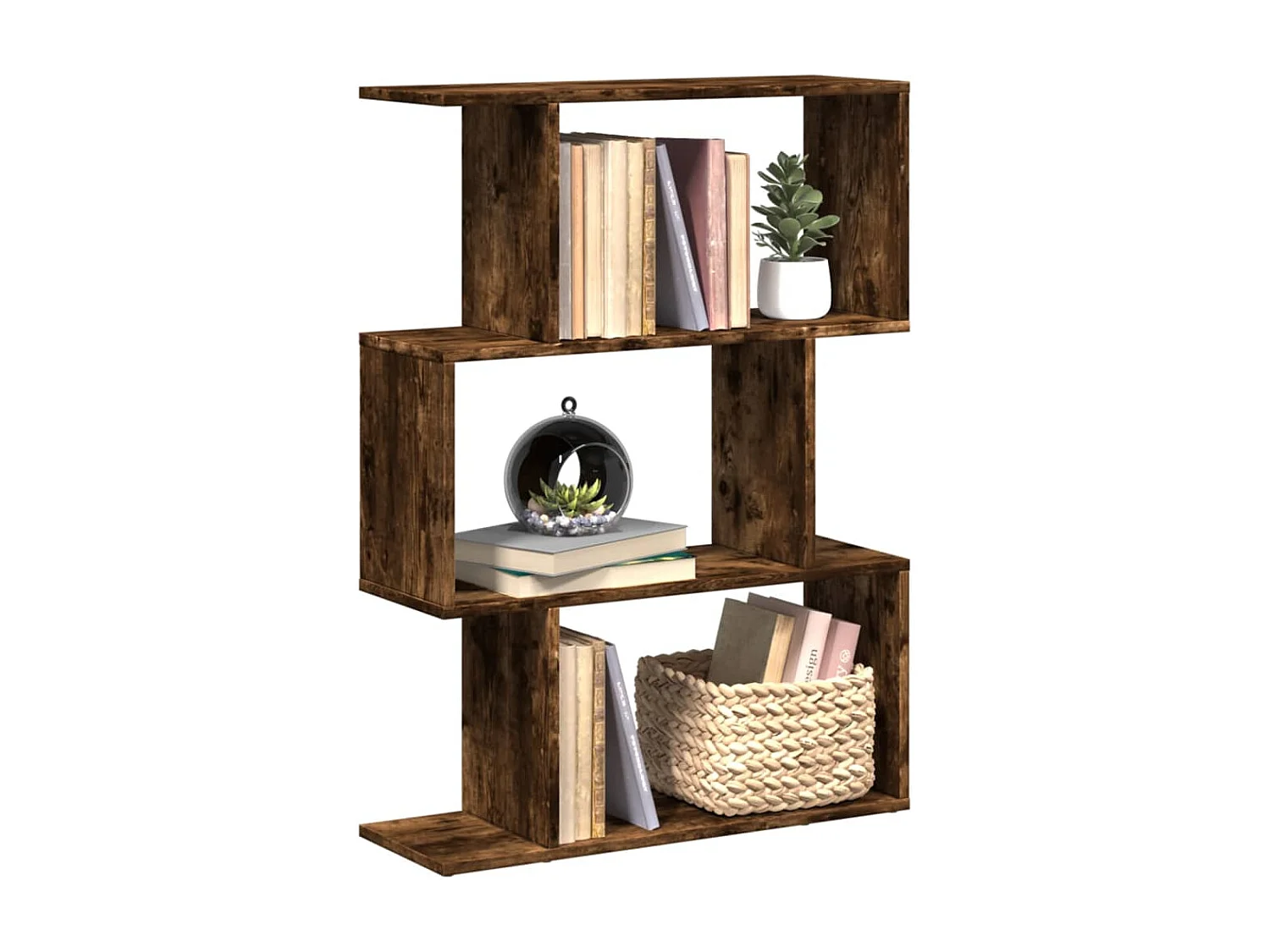 Libreria 3 Ripiani Rovere Fumo 70x24x97 cm in Truciolato