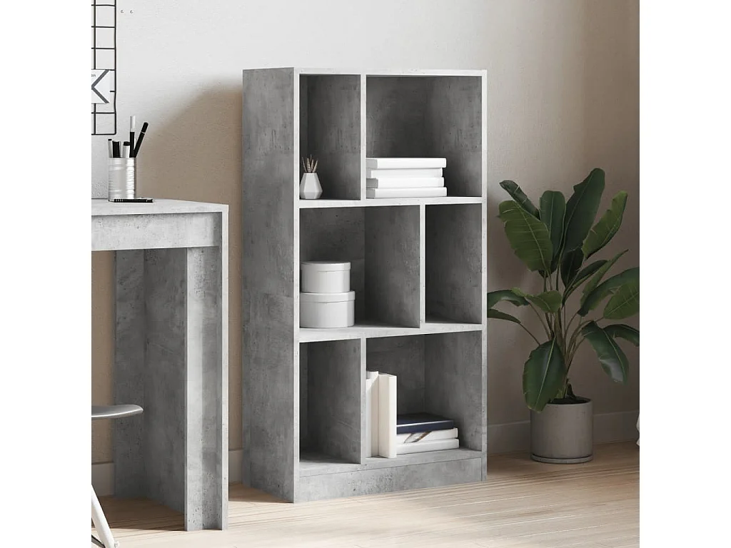 Bibliothèque gris béton 57x28,5x107,5 cm bois d'ingénierie