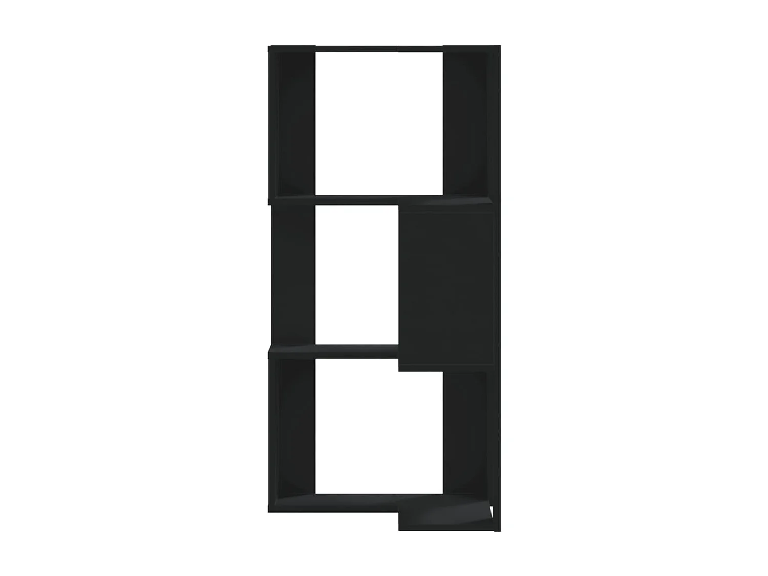 Bibliothèque d'angle à 3 niveaux noir bois d'ingénierie