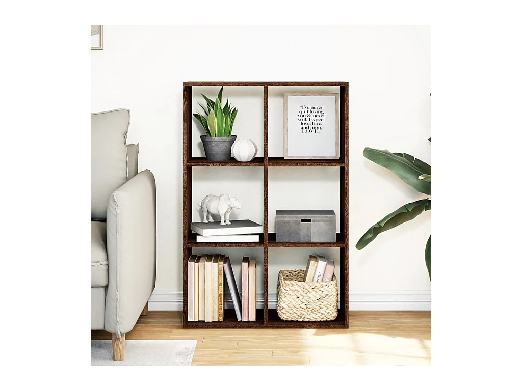 Libreria Divisorio Rovere Marrone 69,5x29x103,5cm in Truciolato