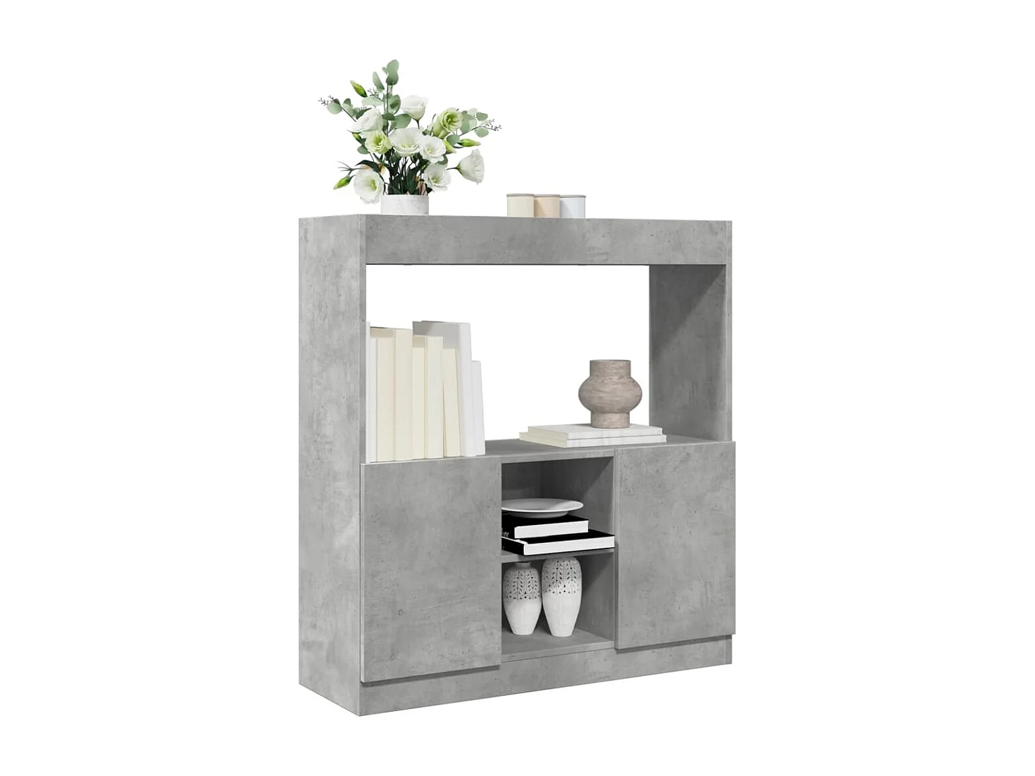 Highboard Betongrau 92x33x100 cm Holzwerkstoff