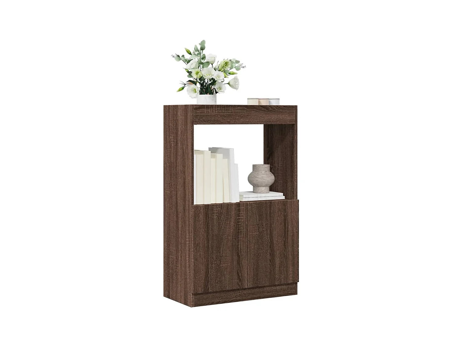Hoge kast 63x33x100 cm bewerkt hout bruin eikenkleurig