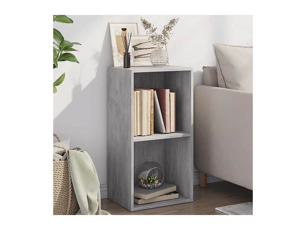 Bibliothèque à 2 niveaux gris béton bois d'ingénierie
