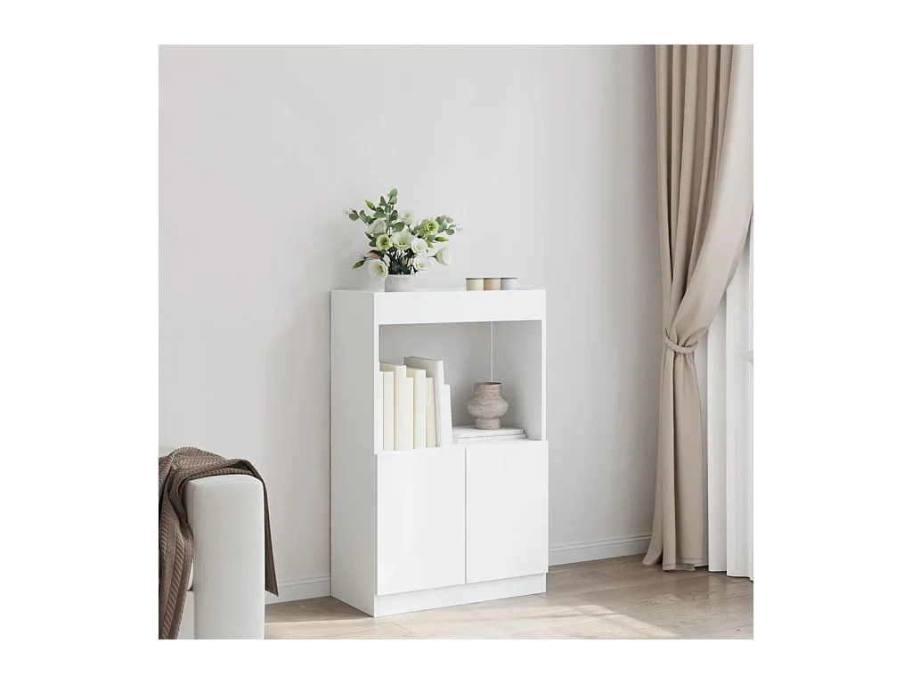 Buffet haut blanc 63x33x100 cm bois d'ingénierie