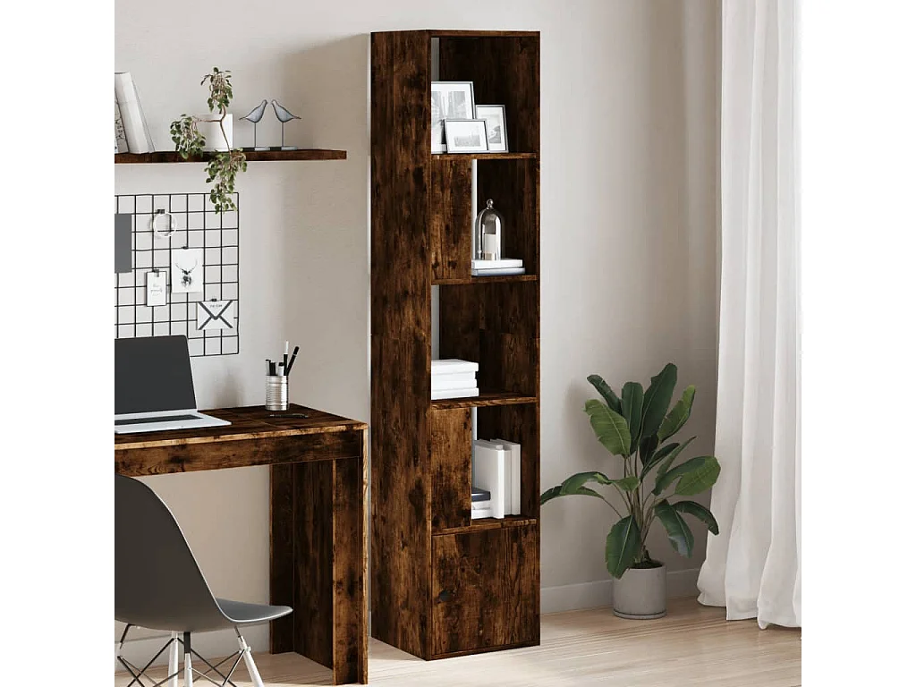 Bibliothèque chêne fumé 40x36x189 cm bois d'ingénierie